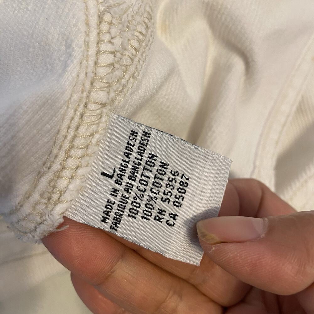 Vintage 90s SQZ Squeeze Women L Ivory Corduroy Overall Shorts Cotton Shortalls - Picture 9 of 10